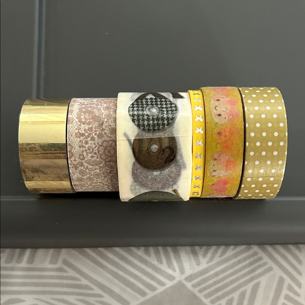 Decorative Washi Tape Set - Gold, Pink, White, Yellow